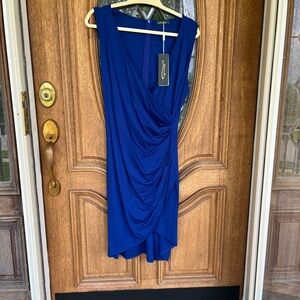 Blue faux wrap Cocktail Dress